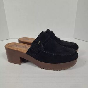 Zodiac Suede Raine Heeled‎ Mule Black Clog  Lug Sole Women's size 9.5